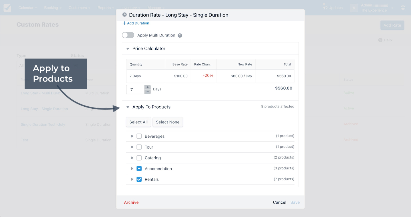 Single Duration Apply to Products