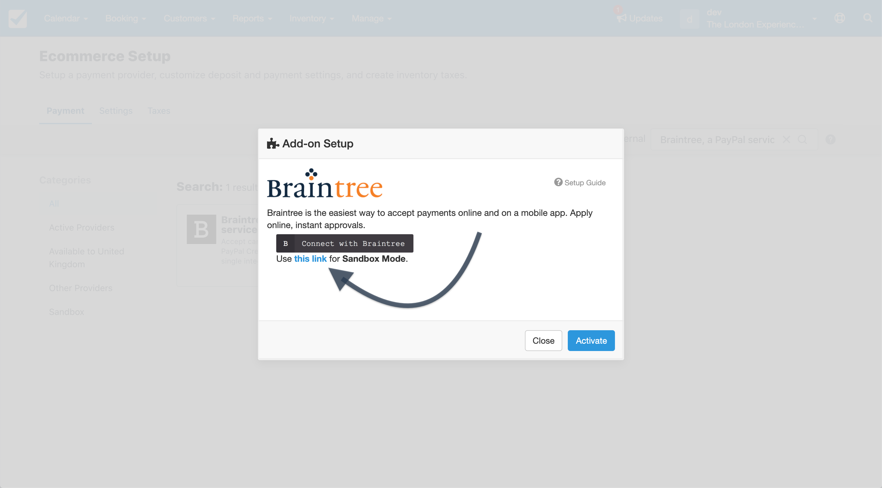 Braintree a PayPal Service sandbox mode