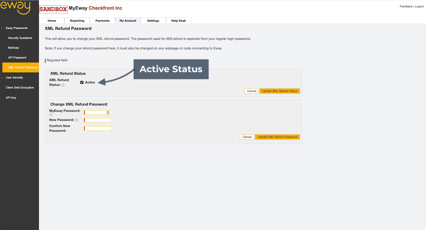 eWay Refund Password