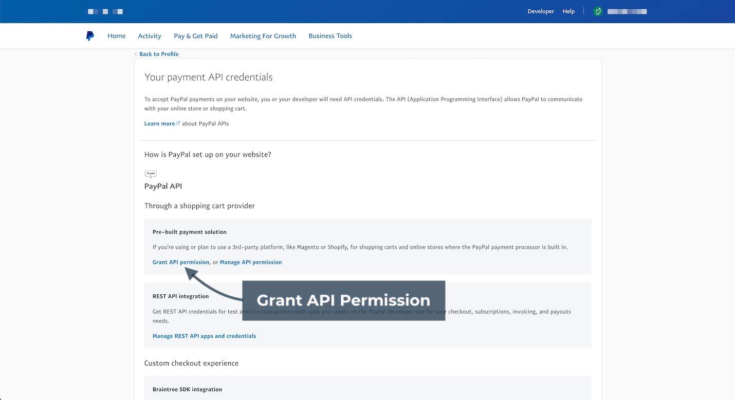 PayPal Grant API
