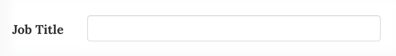 Example of text field labeled job title.