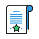 Callout icon of a  document with a star, symbolizing recommended actions or guidelines.