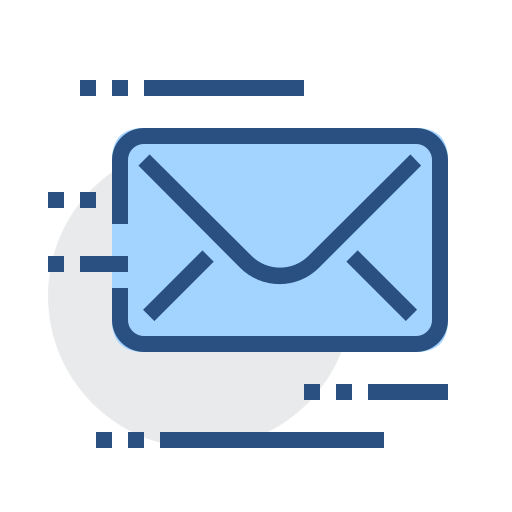 Callout icon showing a blue envelope with motion lines, representing sending a message.