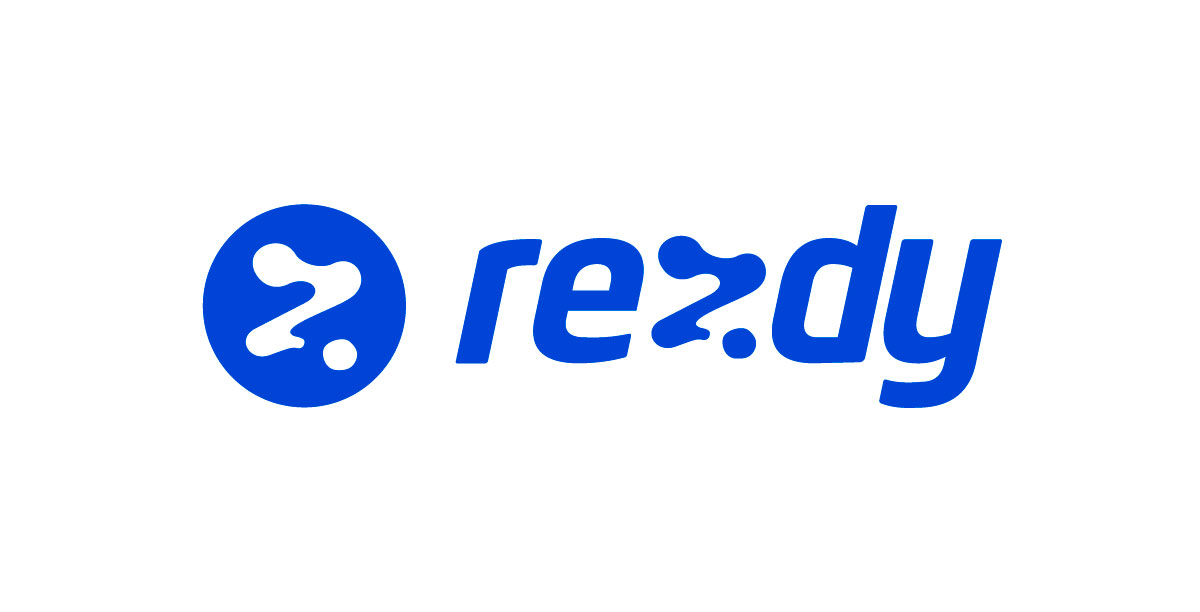 Rezdy company logo in blue, featuring a circular icon with a stylized “r” symbol next to the word “rezdy.”