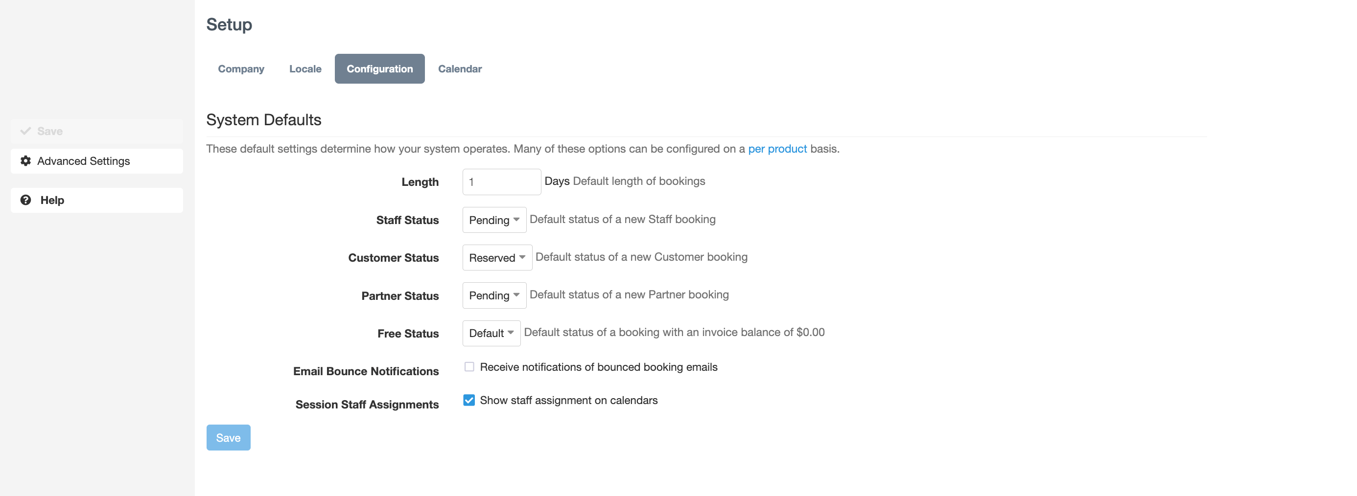 Screenshot of configuration tab within the Setup page showing the new Session Staff Assignments setting.