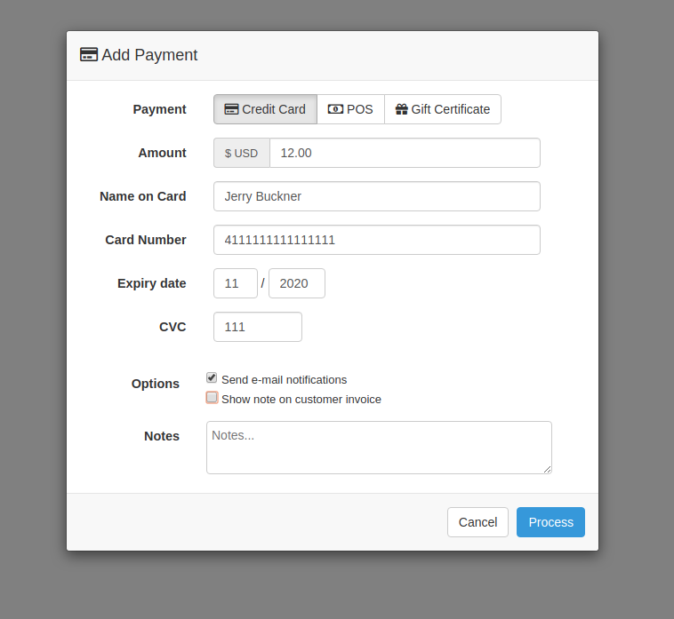 Add Payment Staff-side
