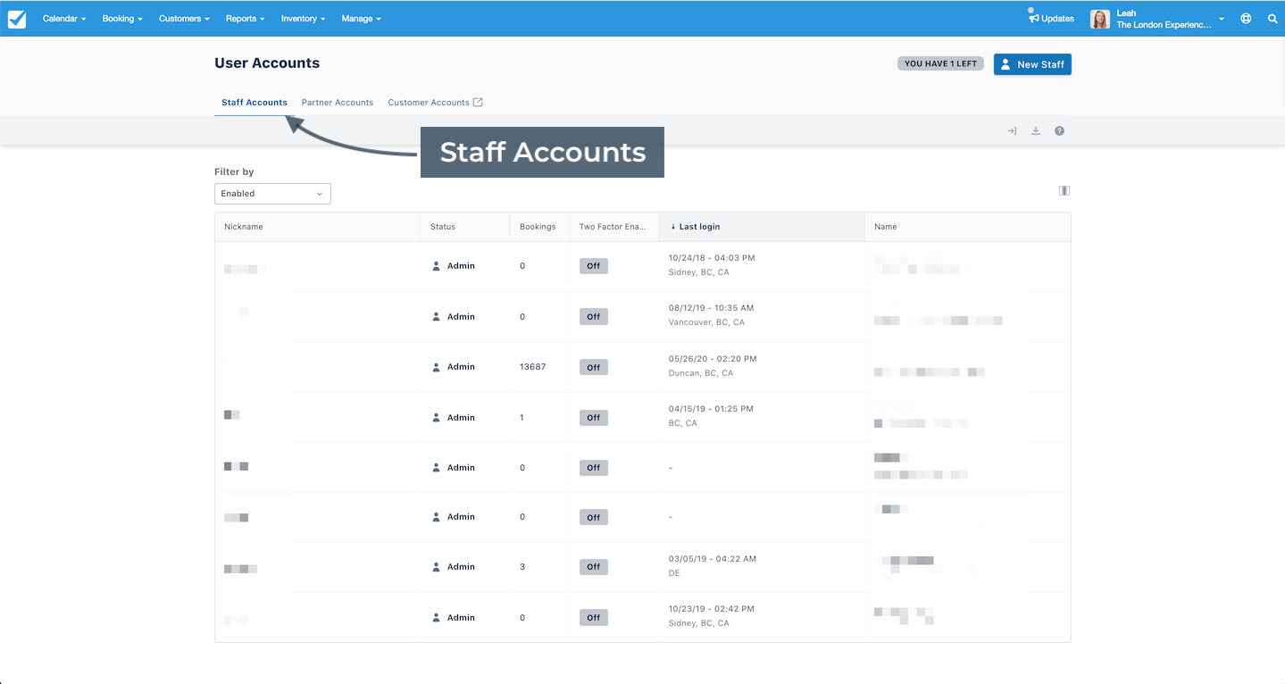 Staff Accounts