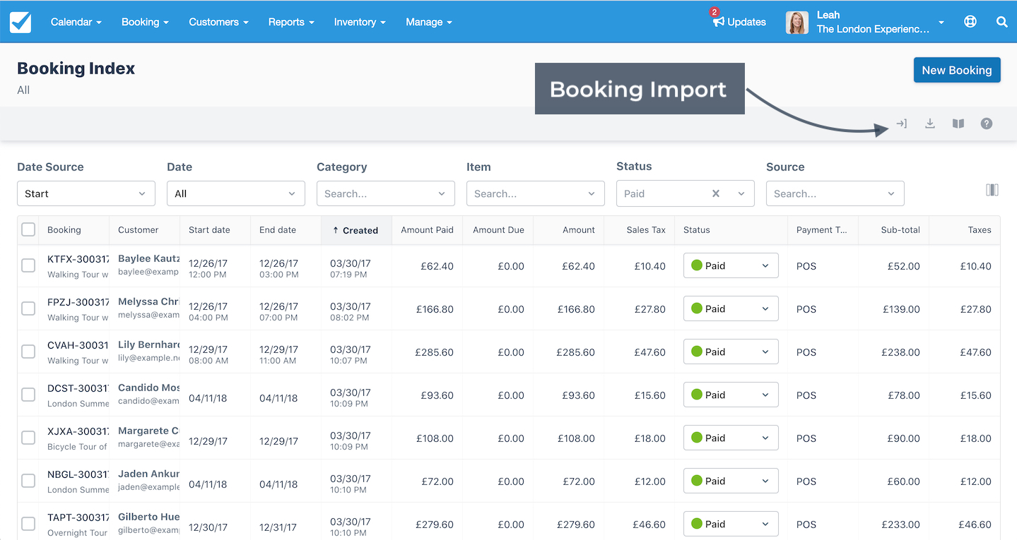 Booking Index Import