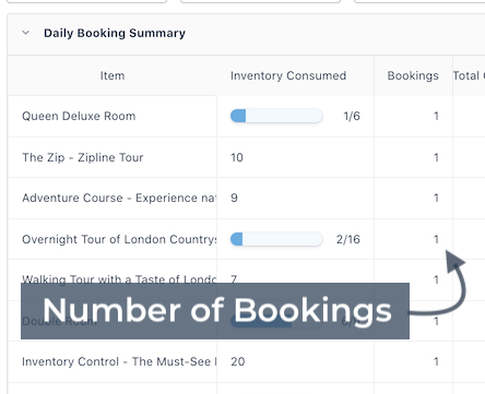 Daily Summary Number of Bookings