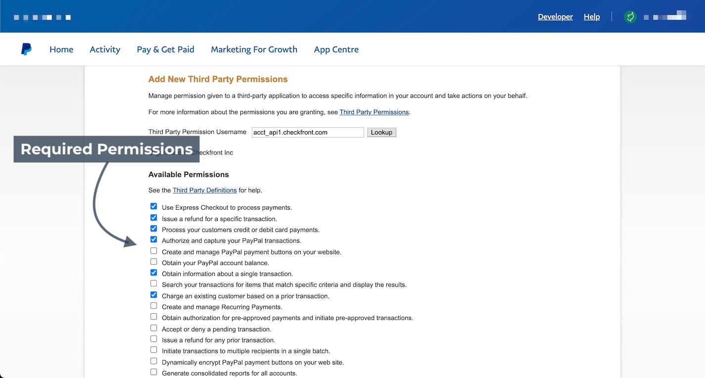 PayPal Permissions