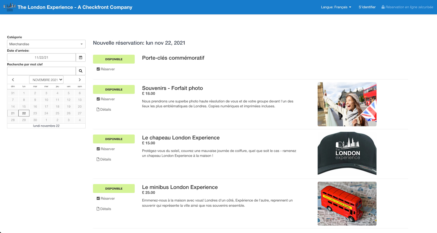 Language Booking Page French
