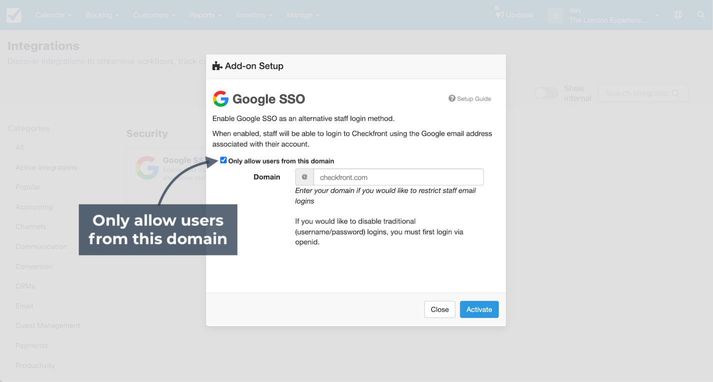 Google SSO Domain