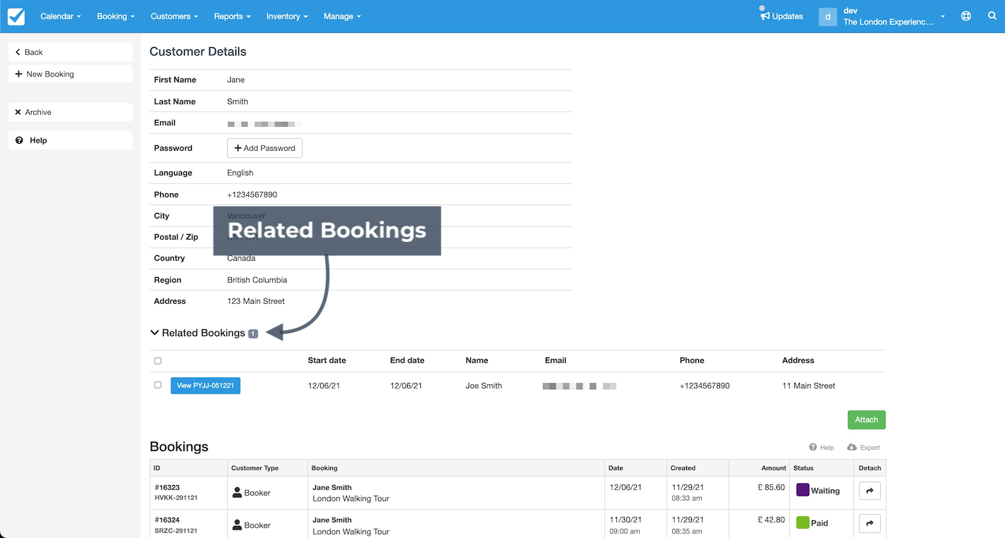 Booking Related Details