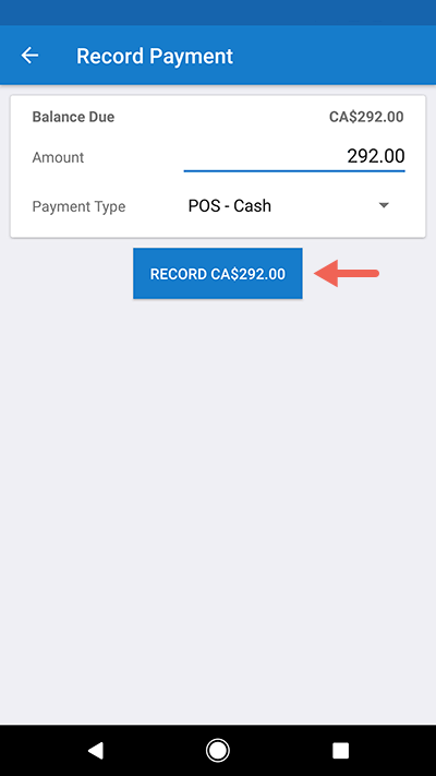 Android Mobile Record Payment