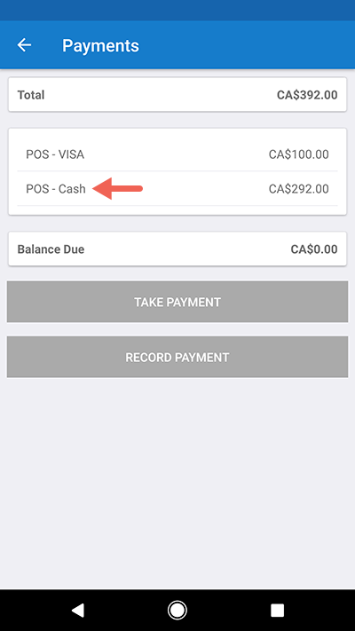 Android Mobile Payments Screen
