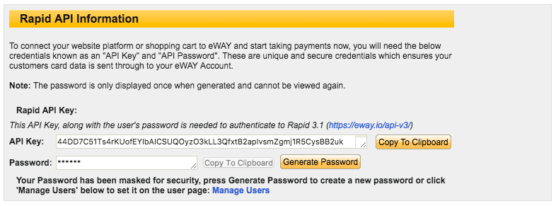 eWAY API Key