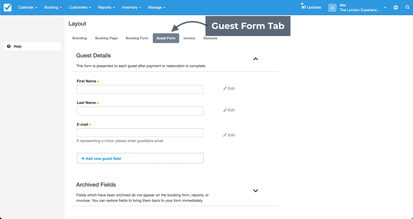 Guest Form Tab