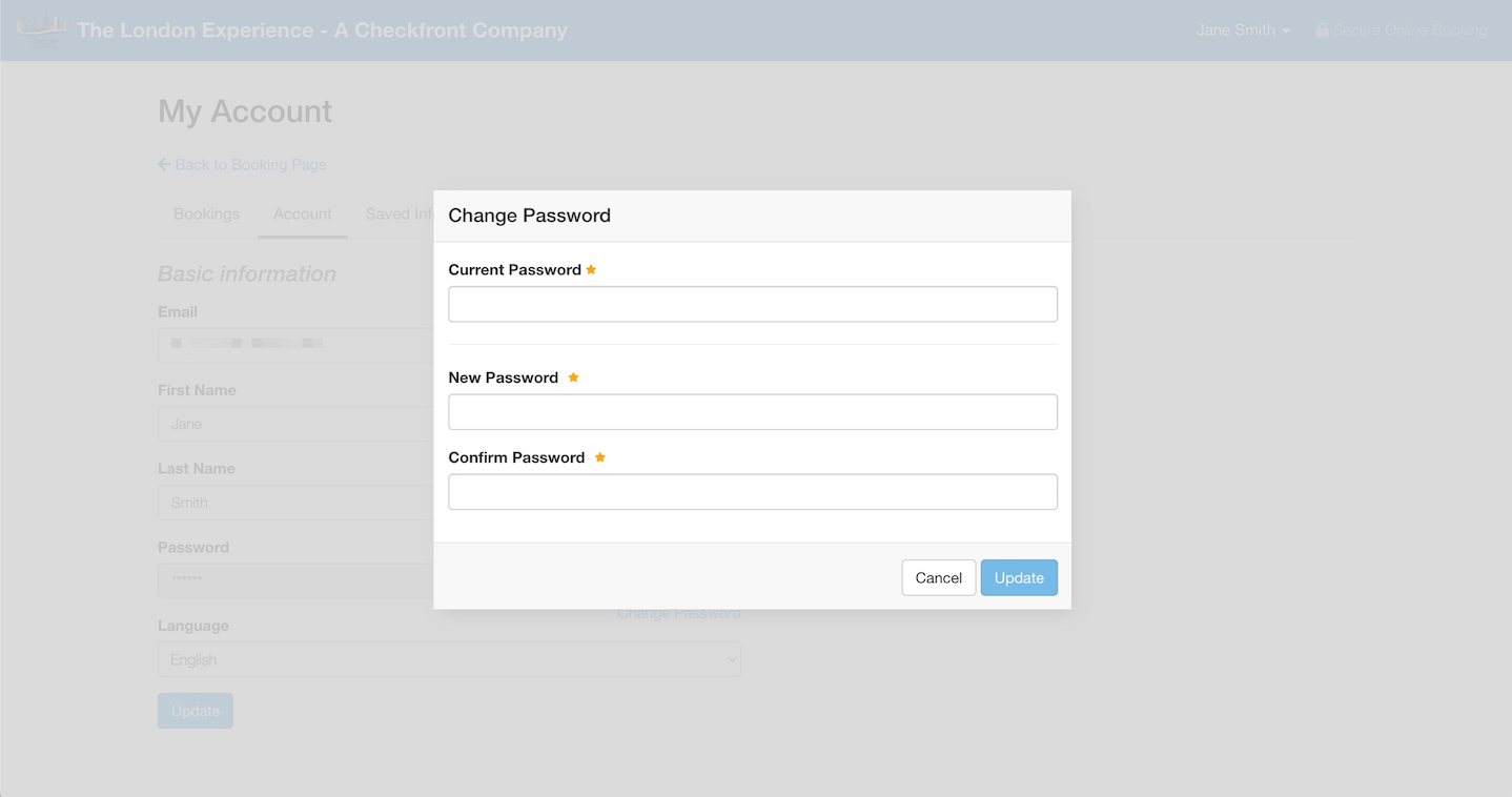 Customer Account Change Password