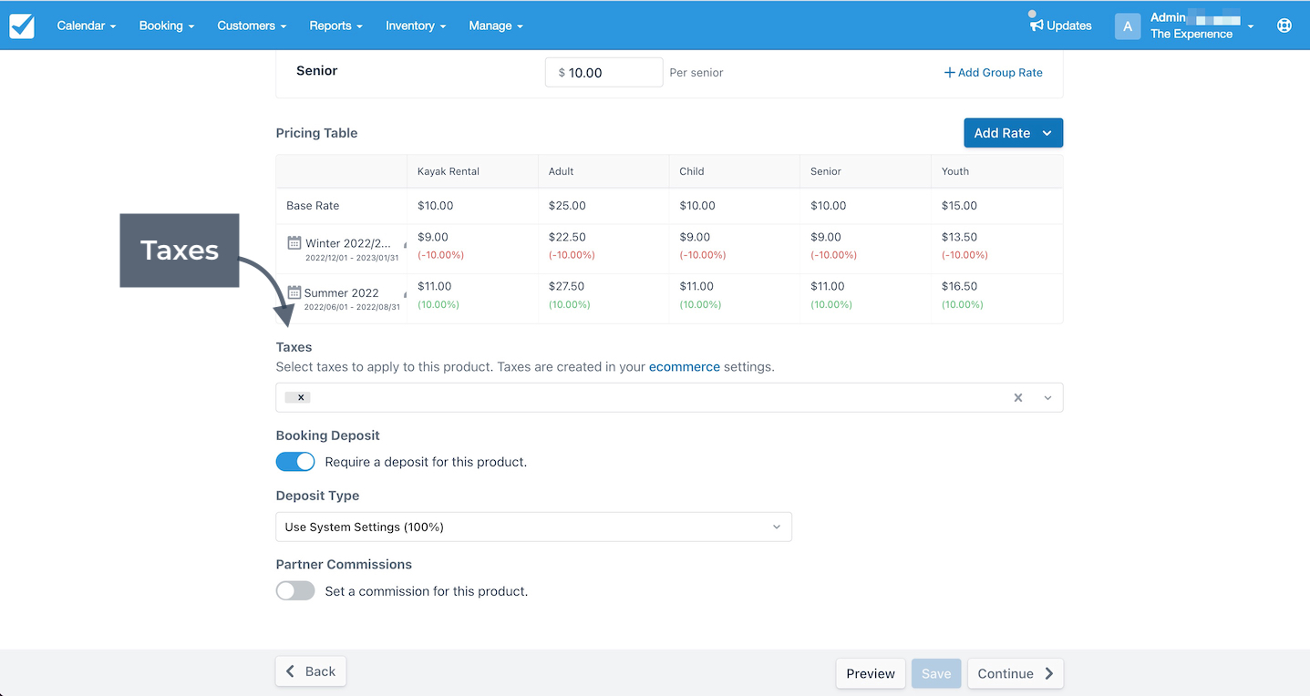 Pricing Tab Taxes