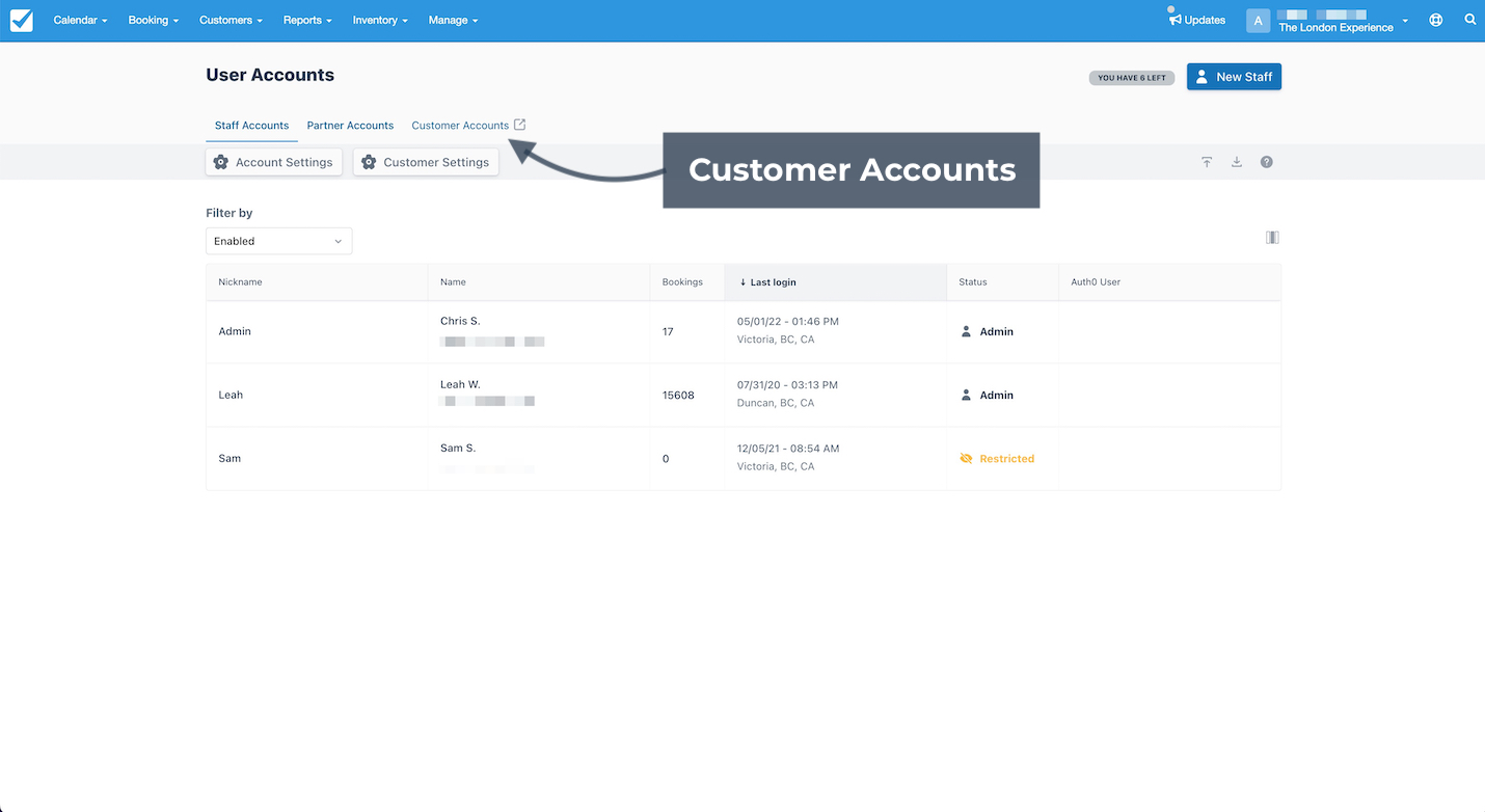 Customer Accounts Button