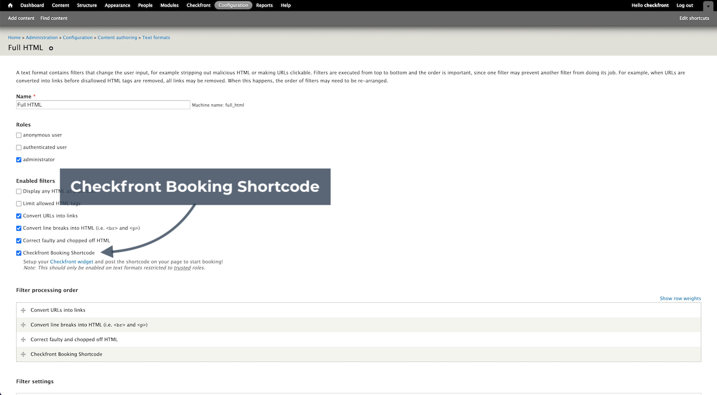 Drupal Booking Shortcode